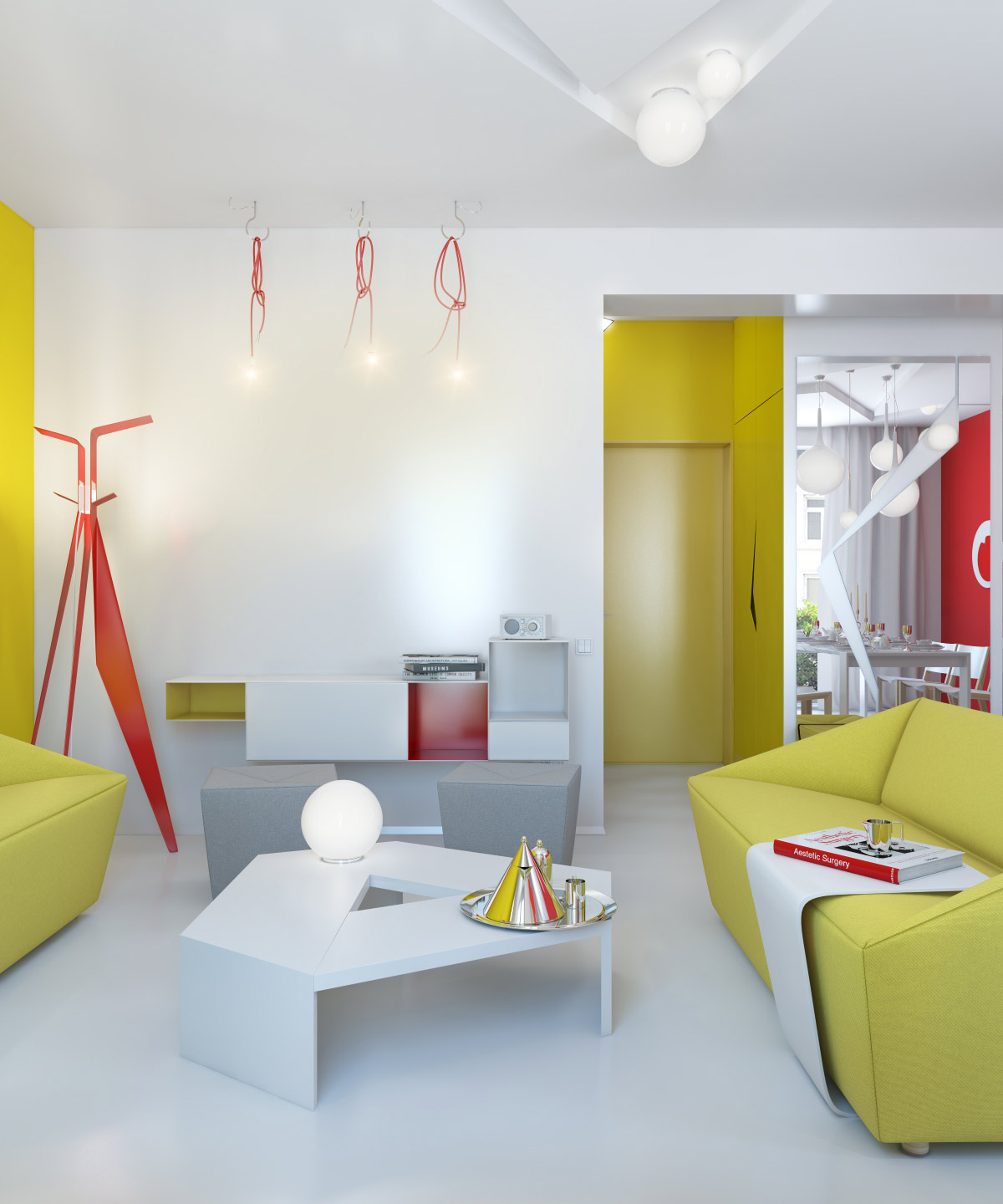 Small Apartment Interior Decorating With Colorful Funky