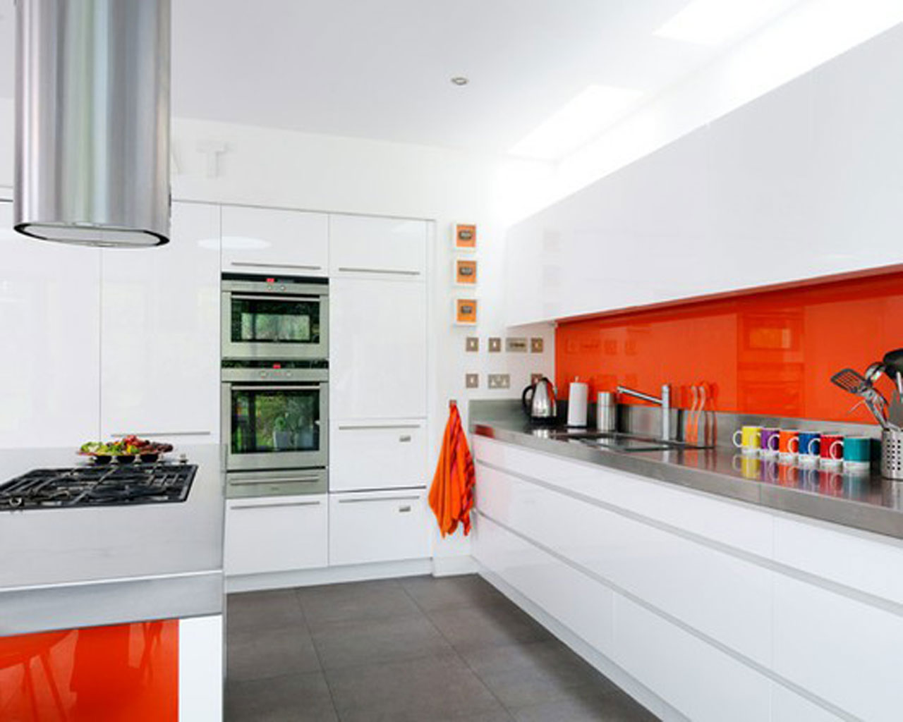 White And Orange Kitchen 