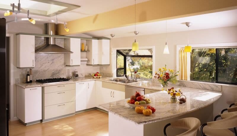 Modern white kitchen cabinets