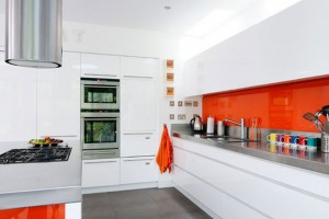 White and orange kitchen