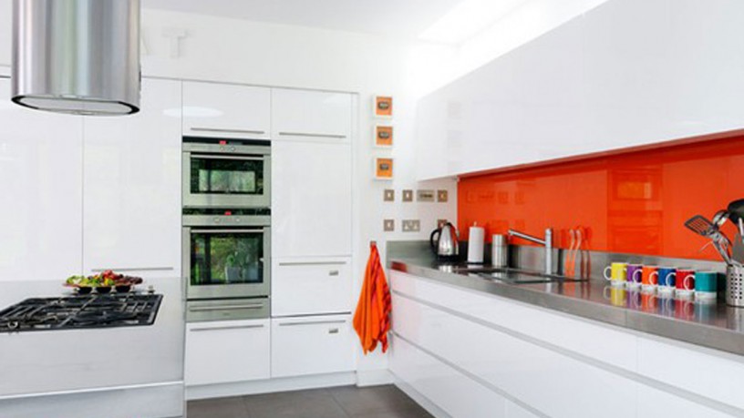 White and orange kitchen